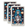 (3 Pack) Cat Lady Tarot Decals - Spooky Skeleton - Halloween Decals - 3 Inches On Longest Side - Easy Peel & Apply - Made in USA - 3MCS4132