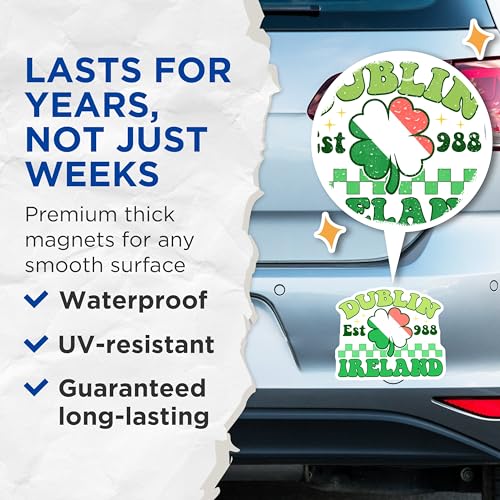 (2 Pack) Est 988 Magnet - Dublin Souvenir - 5" On Longest Side - Sticks to Smooth Flat Surfaces - Made in USA - MAG10250