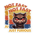 (2 Pack) Not Fast Just Furious Stickers - Cute Cat Illustration - Funny Cat Lover Decal - 5" On Longest Side - Sticks to Smooth Flat Surfaces - Made in USA - BMCS7342