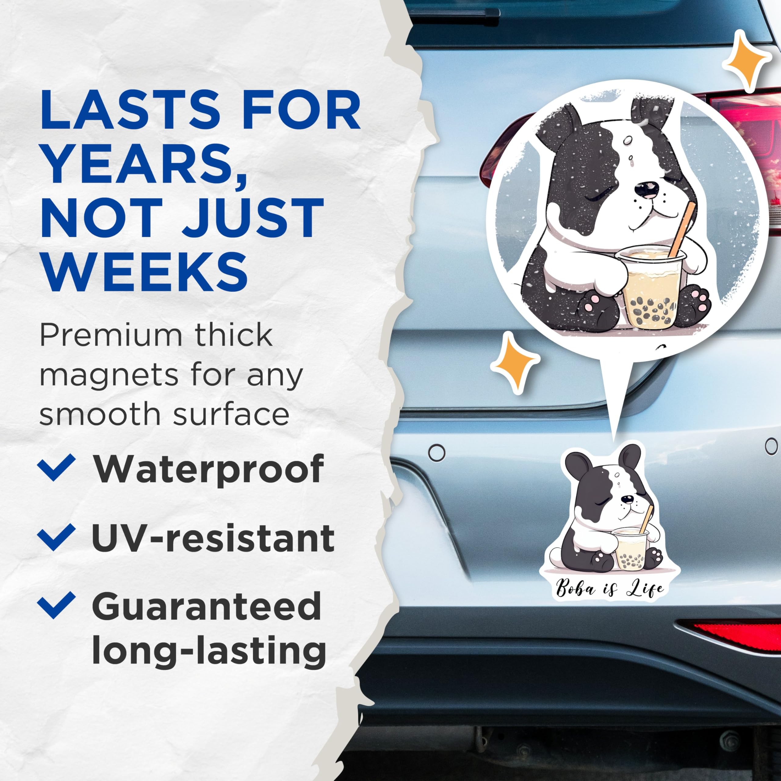 (2 Pack) Boba is Life Magnets - Boba Tea Decor for Fridge or Locker - 5" On Longest Side - for Cars, Fridges, Toolboxes - Made in USA - MAG7756