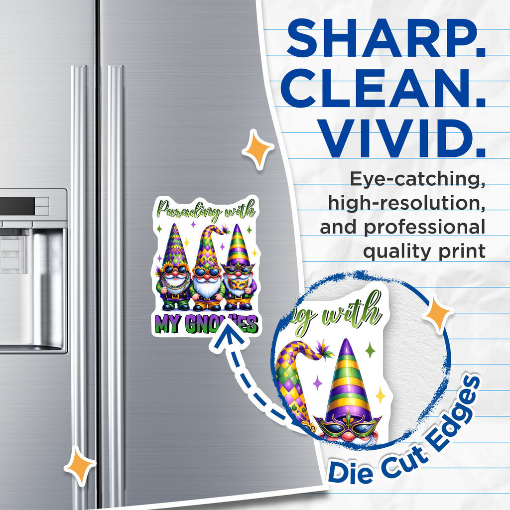 (2 Pack) Mardi Gras Gnomes Magnets - Whimsical Gnomies Party Decor - New Orleans Festival Cheer - 5 Inches On Longest Side - Thick Durable Magnet - Made in USA - MAG36477