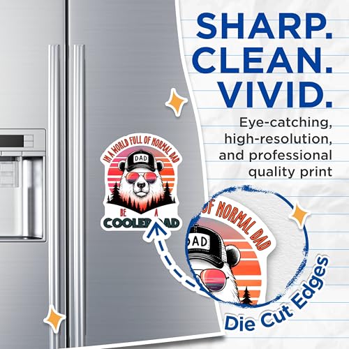 (2 Pack) Dad Cool Bear Magnets - Stylish Dad Decor - Cool Dad Accessories - 5" On Longest Side - for Cars, Fridges, Toolboxes - Made in USA - MAG7463