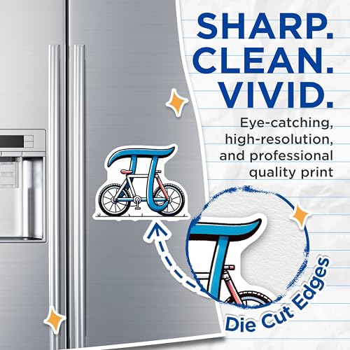 (2 Pack) Pi Bike Magnets - Math Nerd Decor - 5" On Longest Side - for Cars, Fridges, Toolboxes - Made in USA - MAG8174