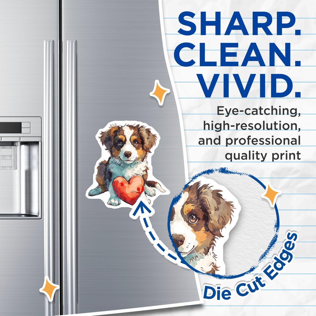 (2 Pack) Aussie Dog Magnets - Heart Magnet - Australian Shepherd Home Decor - 5" On Longest Side - Premium Magnet - for Cars, Refrigerators, Toolboxes, Lockers - Made in USA - MAG16536