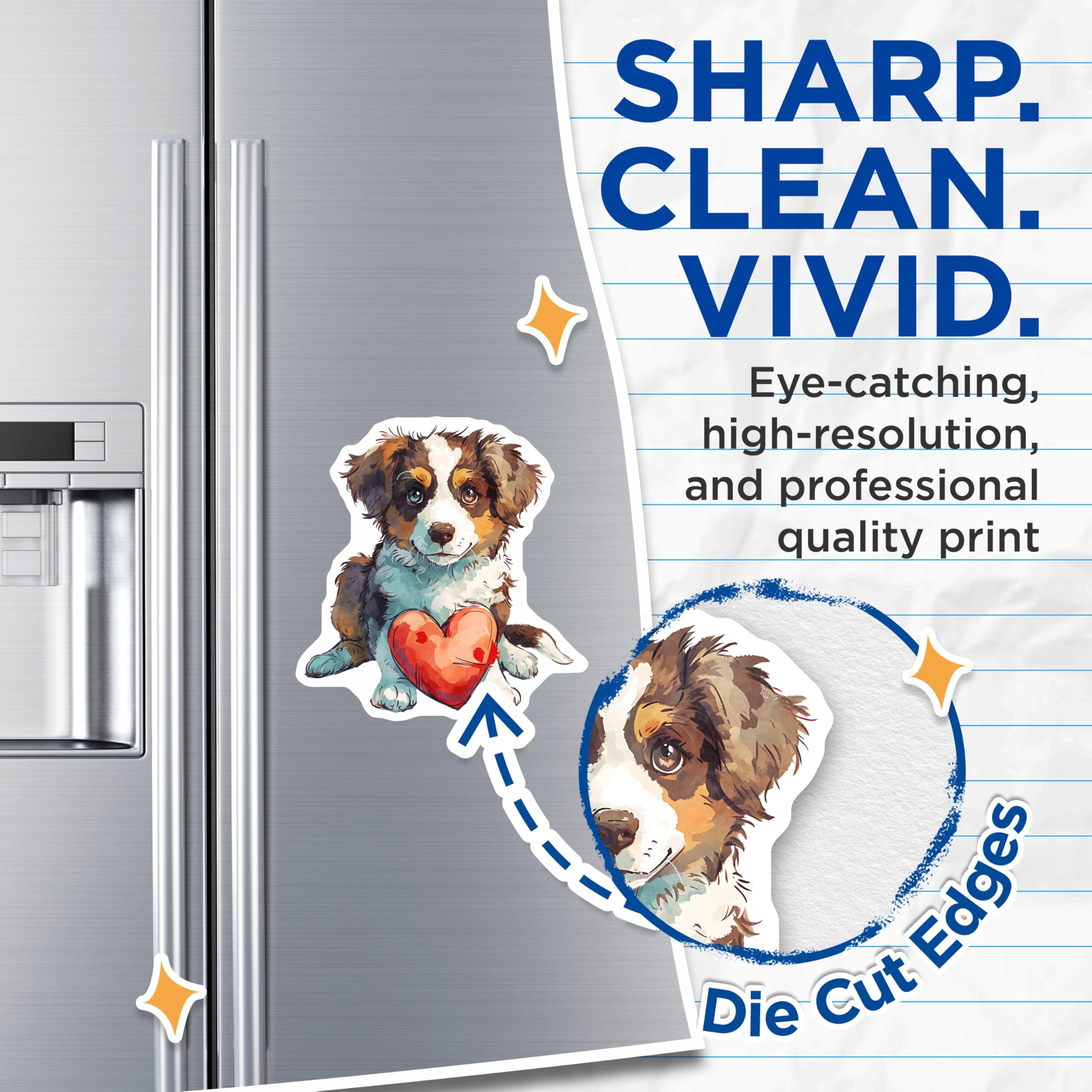 (2 Pack) Aussie Dog Magnets - Heart Magnet - Australian Shepherd Home Decor - 5" On Longest Side - Premium Magnet - for Cars, Refrigerators, Toolboxes, Lockers - Made in USA - MAG16536