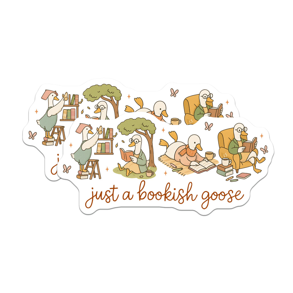 (2 Pack) Bookish Goose Magnets - Cozy Reading Aesthetic - Book Lover Fridge Decor - Librarian Teacher Student - 5 Inches On Longest Side - Thick Durable Magnet - Made in USA - MAG39017