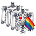 (3 Pack) Skeleton Pride Flag Decals - LGBT Heart Decal - Laptop Stickers- 3 Inches On Longest Side - Easy Peel & Apply - Made in USA - 3MCS5981