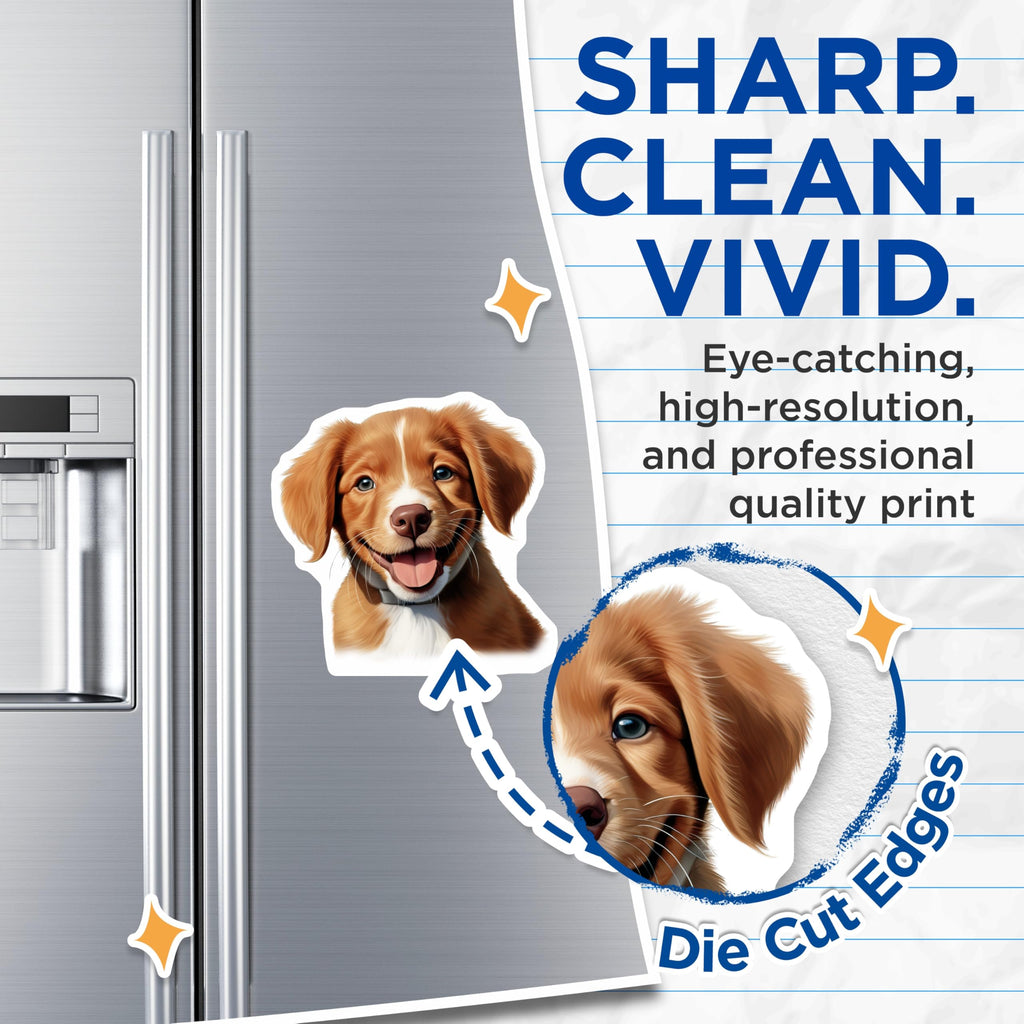 (2 Pack) Cute Puppy Face Magnets - Dog Lover Decor - Pet Owner Present - 5 Inches On Longest Side - Thick Durable Magnet - Made in USA - MAG28539
