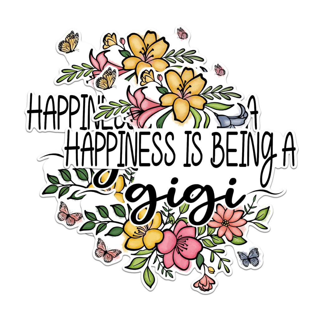 (2 Pack) Happiness is Being A Gigi Magnets - Floral Grandma Magnets - Cute Butterfly Magnets- 5" On Longest Side - for Fridges, Toolboxes, Cars - Made in USA - MAG2945