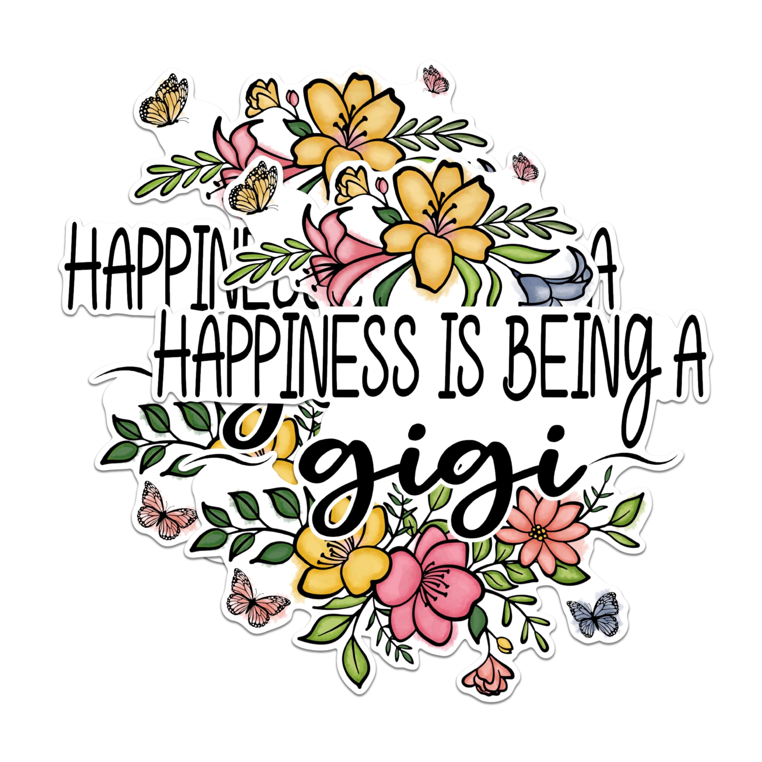 (2 Pack) Happiness is Being A Gigi Magnets - Floral Grandma Magnets - Cute Butterfly Magnets- 5" On Longest Side - for Fridges, Toolboxes, Cars - Made in USA - MAG2945