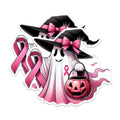 (2 Packs) Breast Cancer Awareness Pink Halloween Stickers - Ghost Wearing Pink Ribbon Decals - 5" On Longest Side - Premium Vinyl Decal - Sticks to Any Smooth Flat Surface - Made in USA - BMCS2484