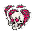 (2 Pack) Skull Heart Stickers - Barbed Wire Art - Gothic Stickers - 5" On Longest Side - Sticks to Smooth Flat Surfaces - Made in USA - BMCS15442