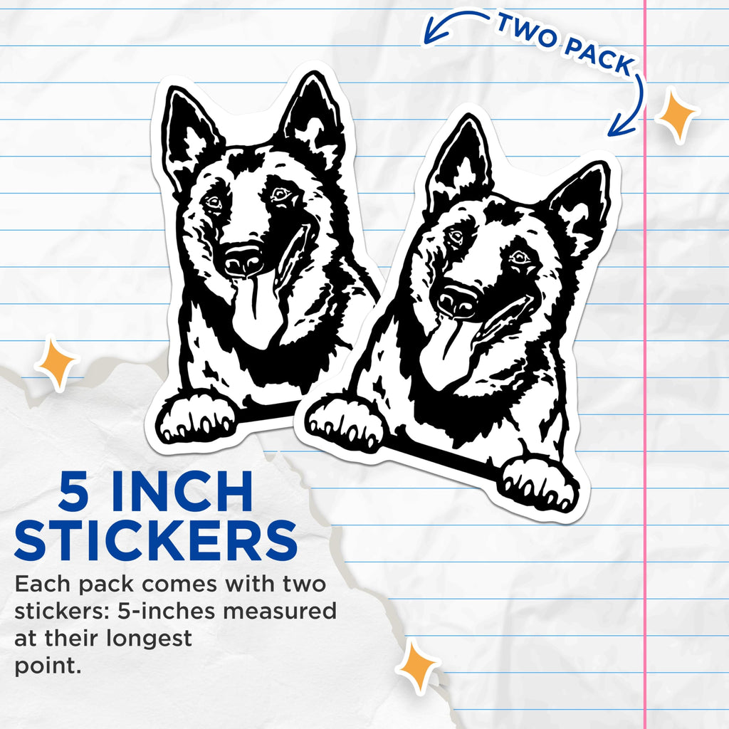 (2 Pack) German Shepherd Dog Stickers - Dog Lover Stickers - Cute Pet Stickers - 5" On Longest Side - Sticks to Smooth Flat Surfaces - Made in USA - BMCS4043