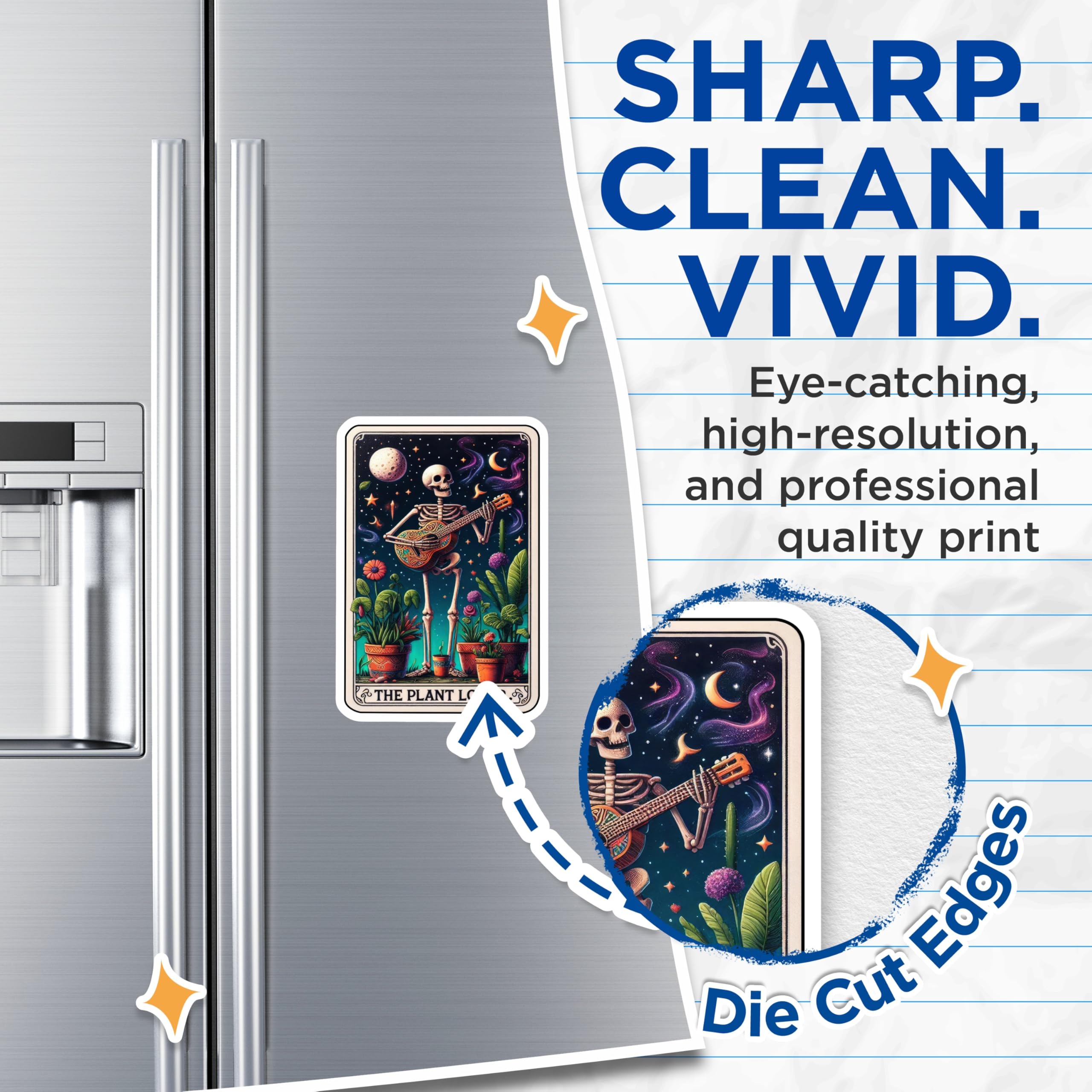 (2 Pack) Plant Lover Magnets - Skeleton Tarot Art Decor - Boho Witchy Spiritual Fridge Art - Houseplant Enthusiast Aesthetic - 5 Inches On Longest Side - Thick Durable Magnet - Made in USA - MAG29396