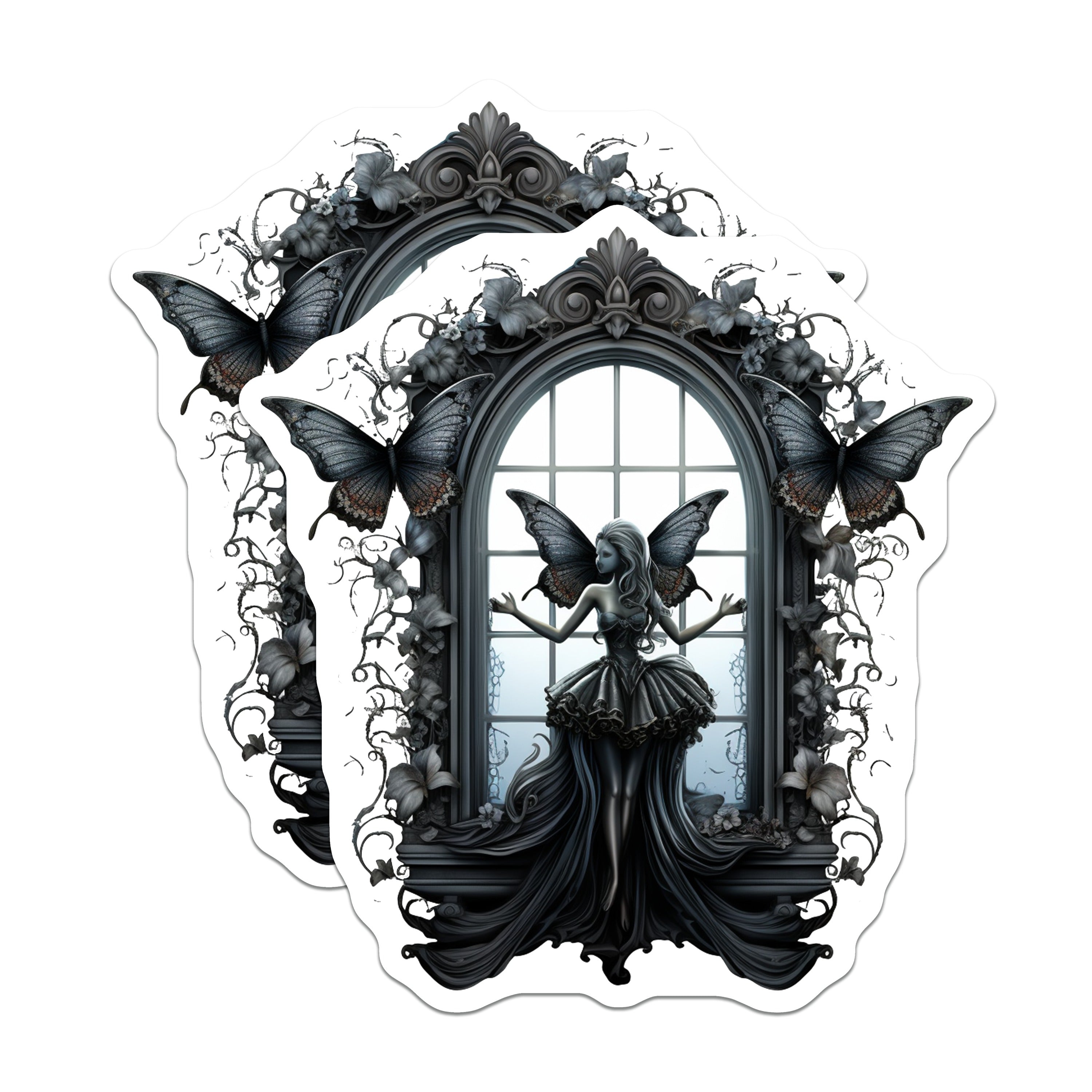 (2 Pack) Gothic Fairy Magnets - Dark Academia Art - Fantasy Window Decor - Whimsigoth Butterfly - Witchy Home - 5 Inches On Longest Side - Thick Durable Magnet - Made in USA - MAG38741