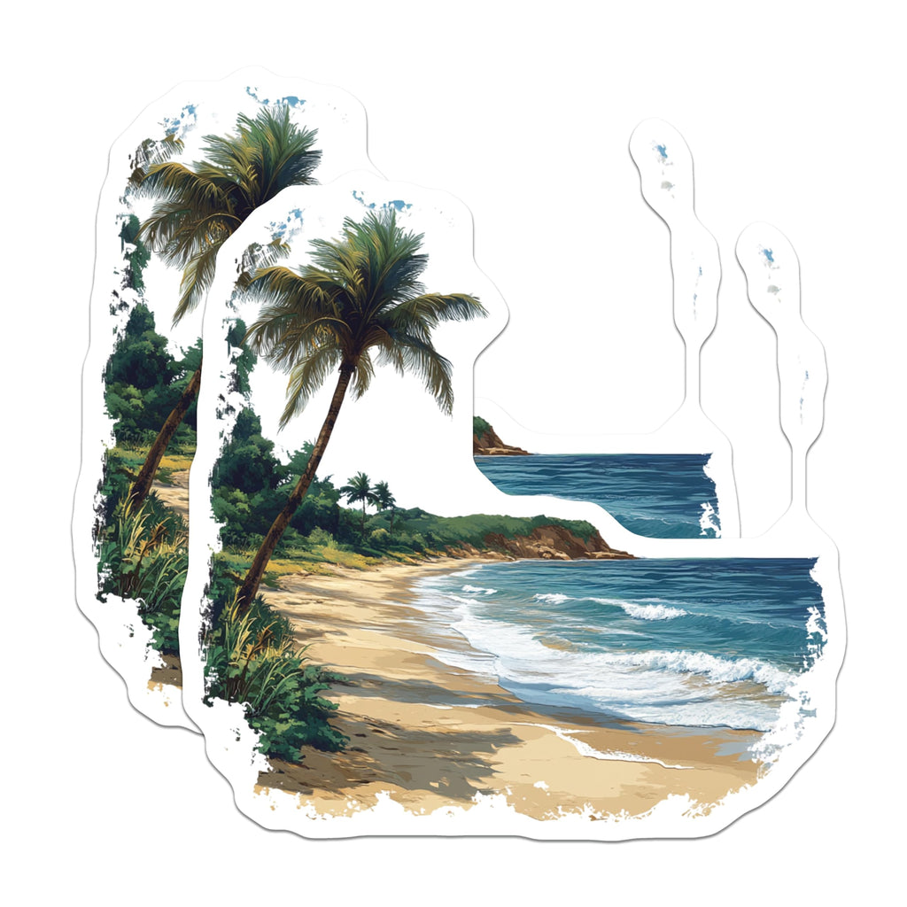 (2 Pack) Tropical Beach Magnets - Ocean Waves Decor - Palm Tree Coastal Scene - 5 Inches On Longest Side - Thick Durable Magnet - Made in USA - MAG26124