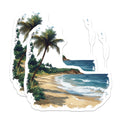 (2 Pack) Tropical Beach Magnets - Ocean Waves Decor - Palm Tree Coastal Scene - 5 Inches On Longest Side - Thick Durable Magnet - Made in USA - MAG26124