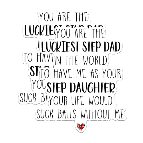 (2 Pack) Luckiest Step Dad Magnets - Funny Step Dad Magnets - Step Daughter Appreciation Magnets- 5" On Longest Side - for Fridges, Toolboxes, Cars - Made in USA - MAG3042