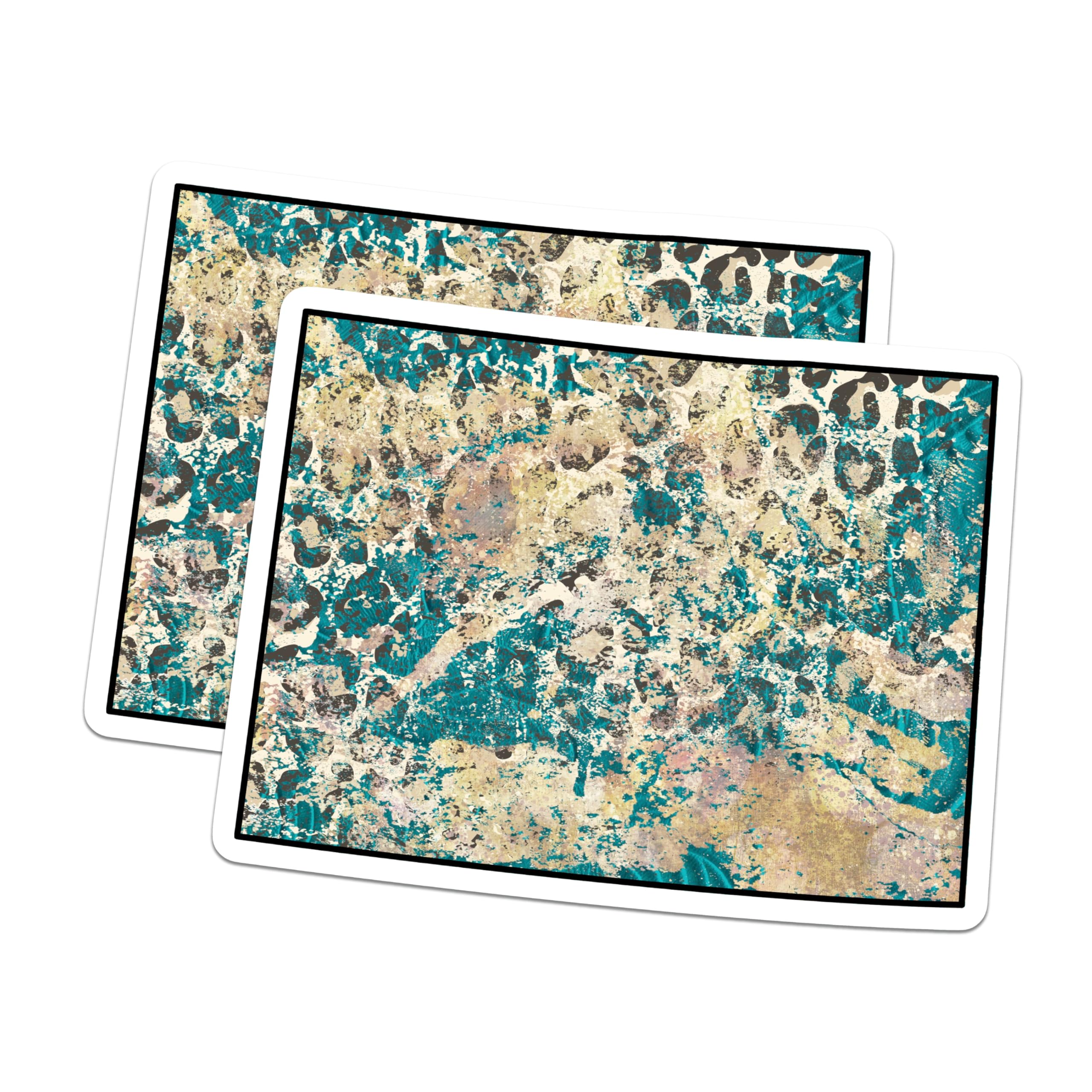 (2 Pack) Abstract Art Magnets - Teal and Beige Decor - Modern Fridge Magnets - 5" On Longest Side - Premium Magnet - for Cars, Refrigerators, Toolboxes, Lockers - Made in USA - MAG17774