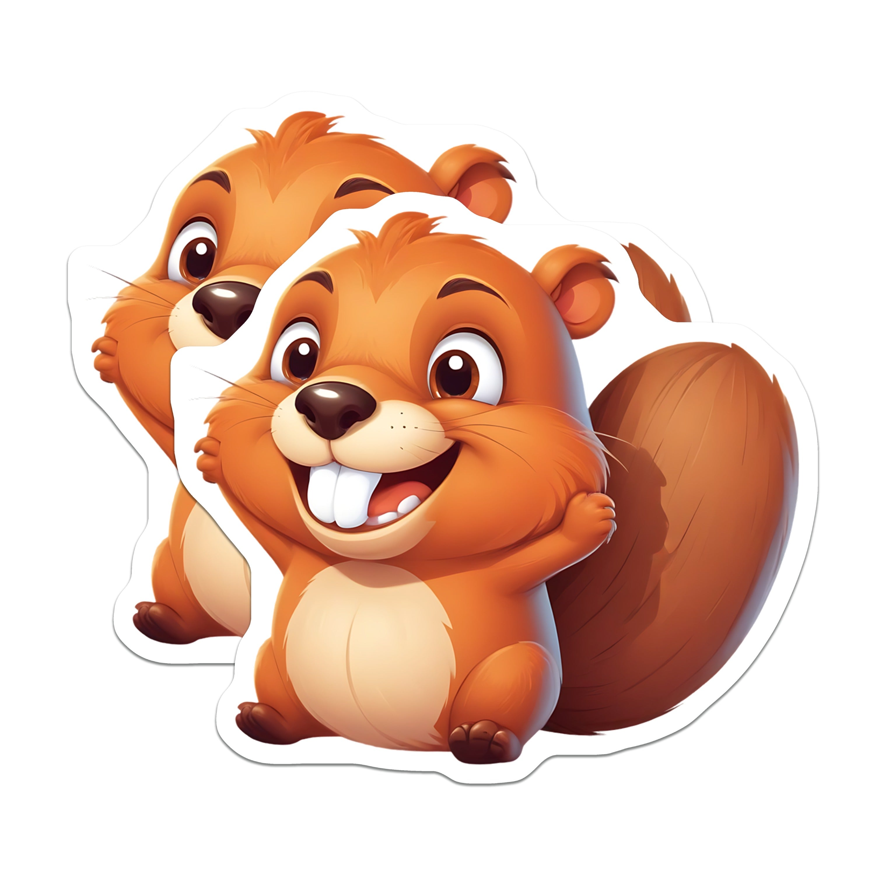 (2 Pack) Cute Squirrel Magnets - Happy Cartoon Animal Fridge Locker Decor - Woodland Critter Nursery Kitchen Accent - 5 Inches On Longest Side - Thick Durable Magnet - Made in USA - MAG37261