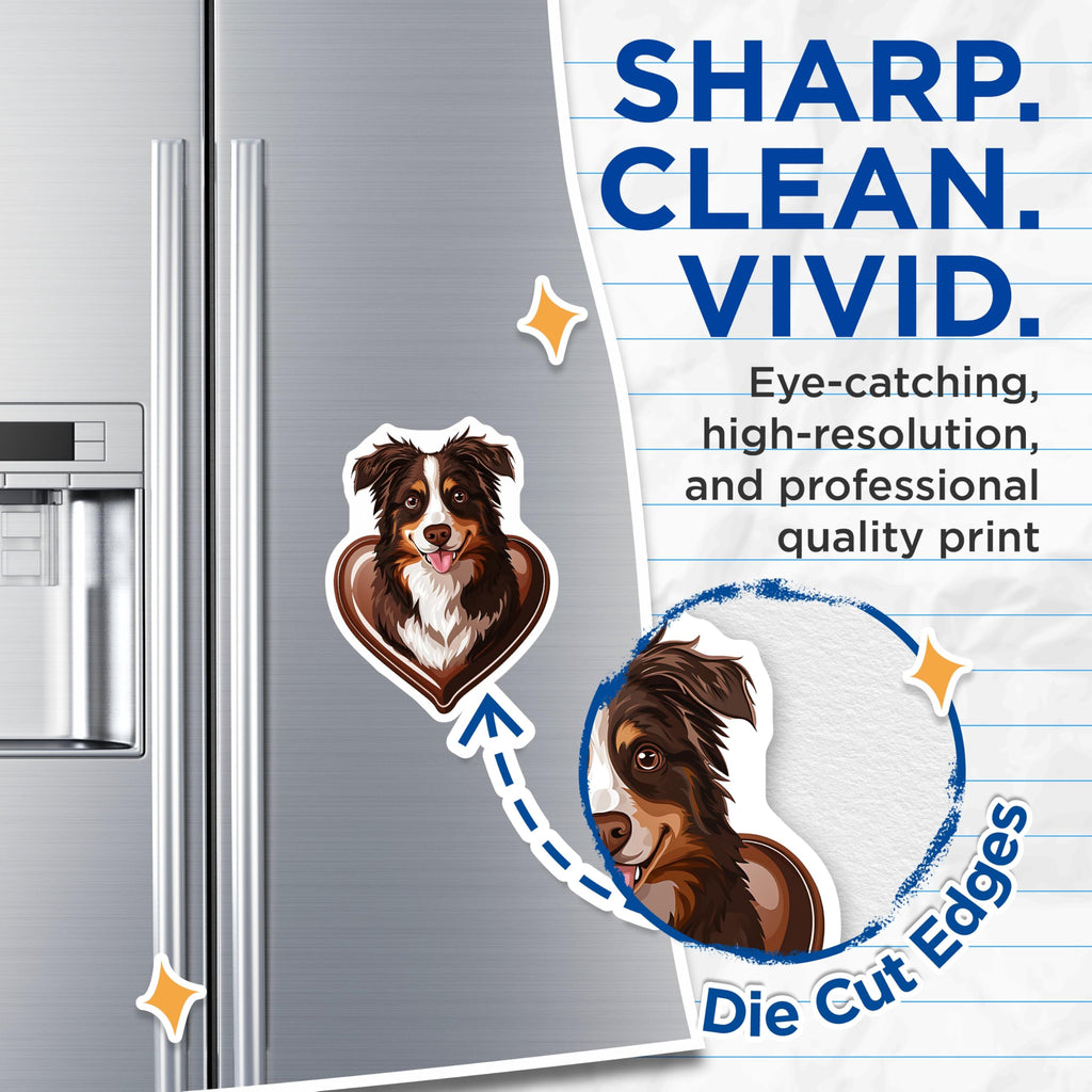 (2 Pack) Aussie Magnets - Australian Shepherd Decor - Dog Breed Fridge Decor - 5" On Longest Side - Premium Magnet - for Cars, Refrigerators, Toolboxes, Lockers - Made in USA - MAG16586