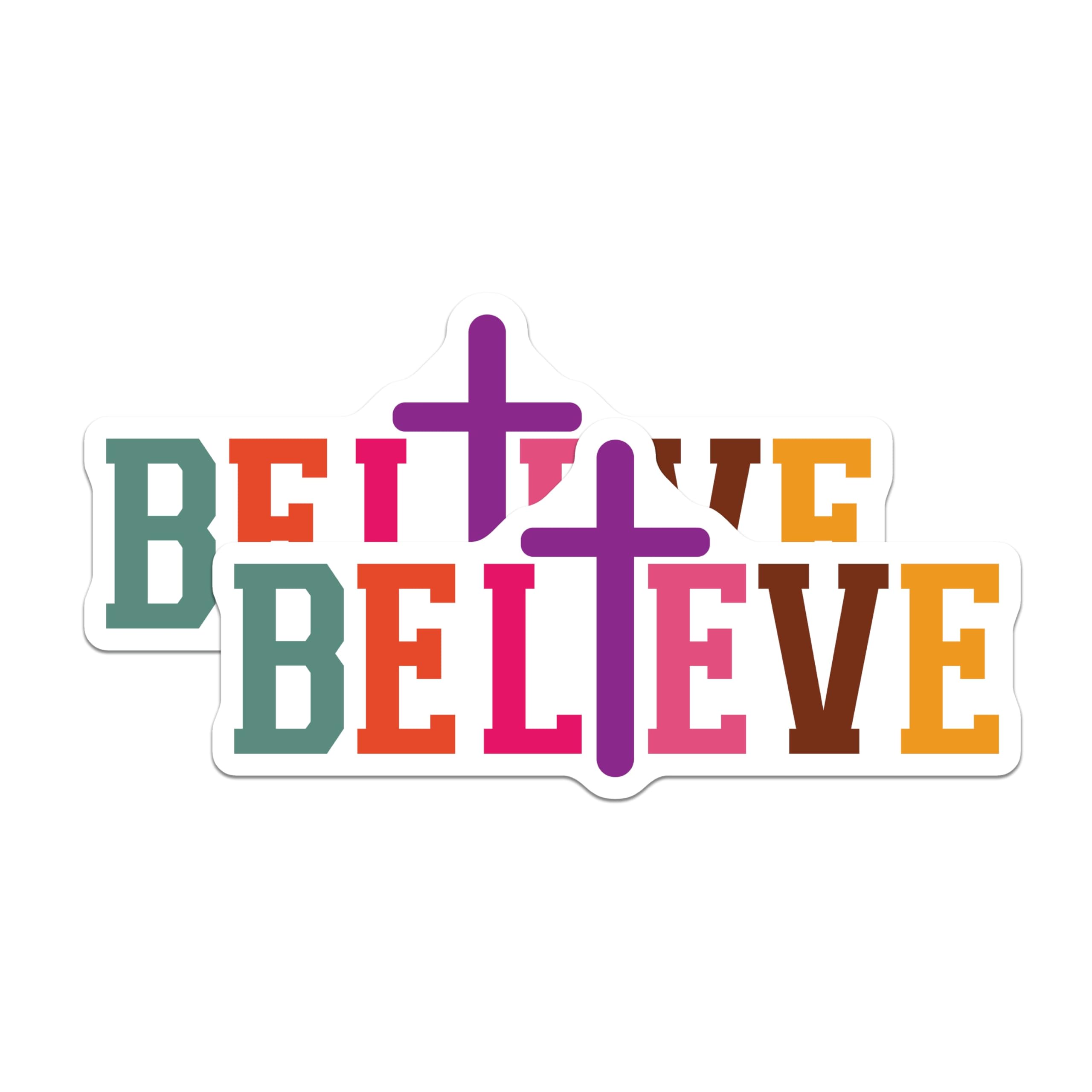 (2 Pack) Believe Cross Magnets - Christian Faith Decor - Inspirational Affirmation for Home - 5 Inches On Longest Side - Thick Durable Magnet - Made in USA - MAG30819