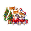 (2 Pack) Shiba Inu Christmas Magnets - Santa Dog Holiday Decor - Puppy Lover Fridge Accessory - 5 Inches On Longest Side - Thick Durable Magnet - Made in USA - MAG26885