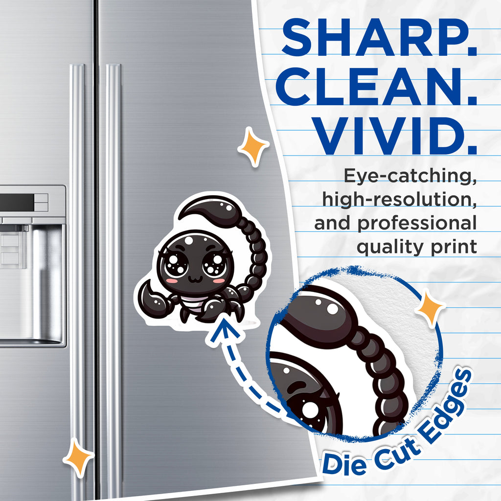 (2 Pack) Cute Scorpion Magnets - Kawaii Chibi Insect - Scorpio Zodiac Decor - Refrigerator School Locker Magnet - 5 Inches On Longest Side - Thick Durable Magnet - Made in USA - MAG38624