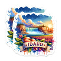 (2 Pack) Idaho State Stickers - Scenic Nature - Colorful Landscape - 5" On Longest Side - Sticks to Smooth Flat Surfaces - Made in USA - BMCS6918