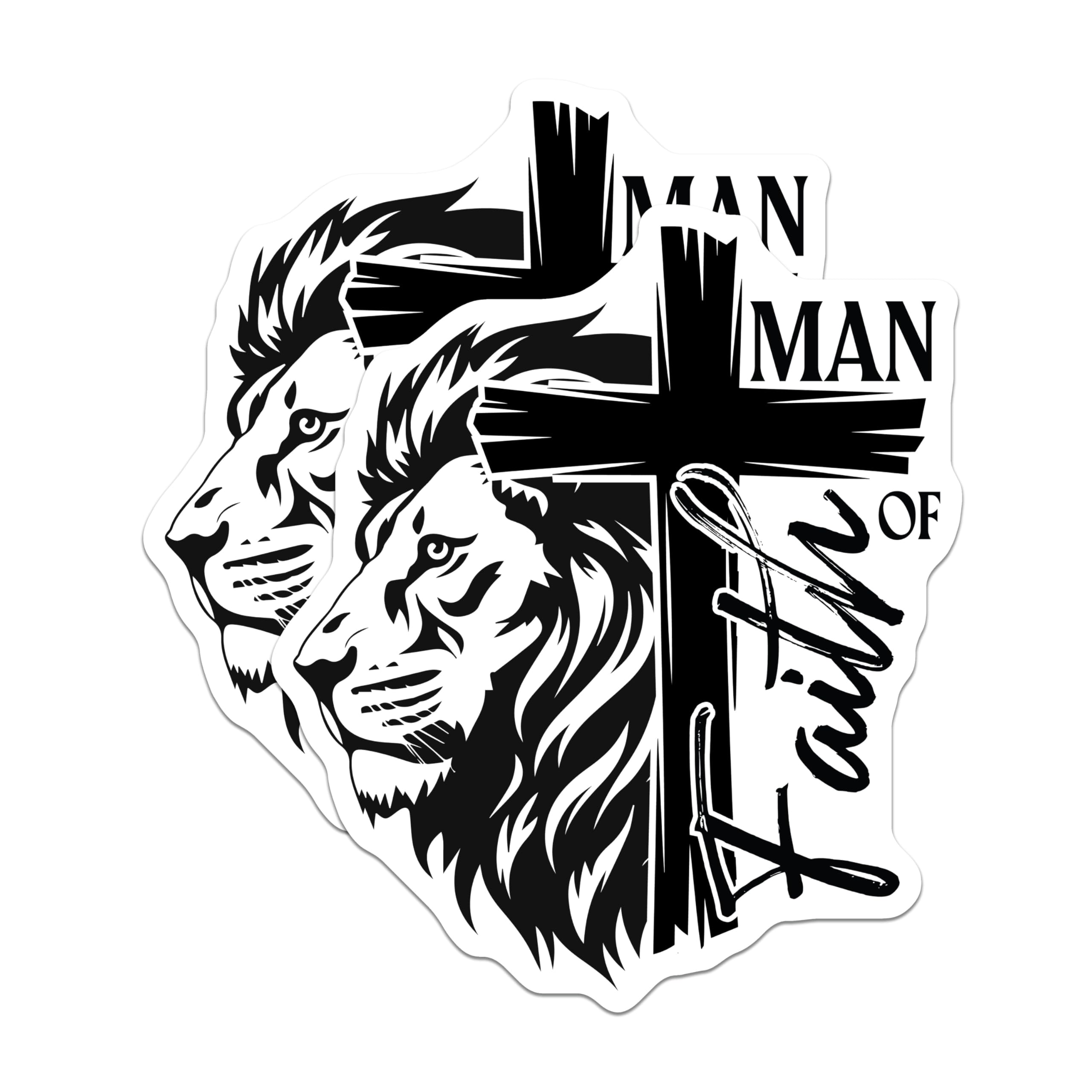 (2 Pack) Man of Him Magnets - Christian Lion Cross - Religious Faith Decor for Men - 5 Inches On Longest Side - Thick Durable Magnet - Made in USA - MAG28185
