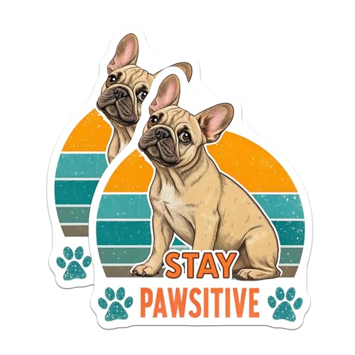(2 Pack) Stay Pawsitive Stickers - Cute Dog Stickers - Motivational Stickers for Animal Lovers - 5" On Longest Side - Sticks to Smooth Flat Surfaces - Made in USA - BMCS4661