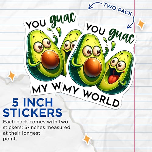 (2 Pack) Funny Avocado Stickers - Cute Food Puns - 5" On Longest Side - Sticks to Smooth Flat Surfaces - Made in USA - BMCS8779 - BMCS8779