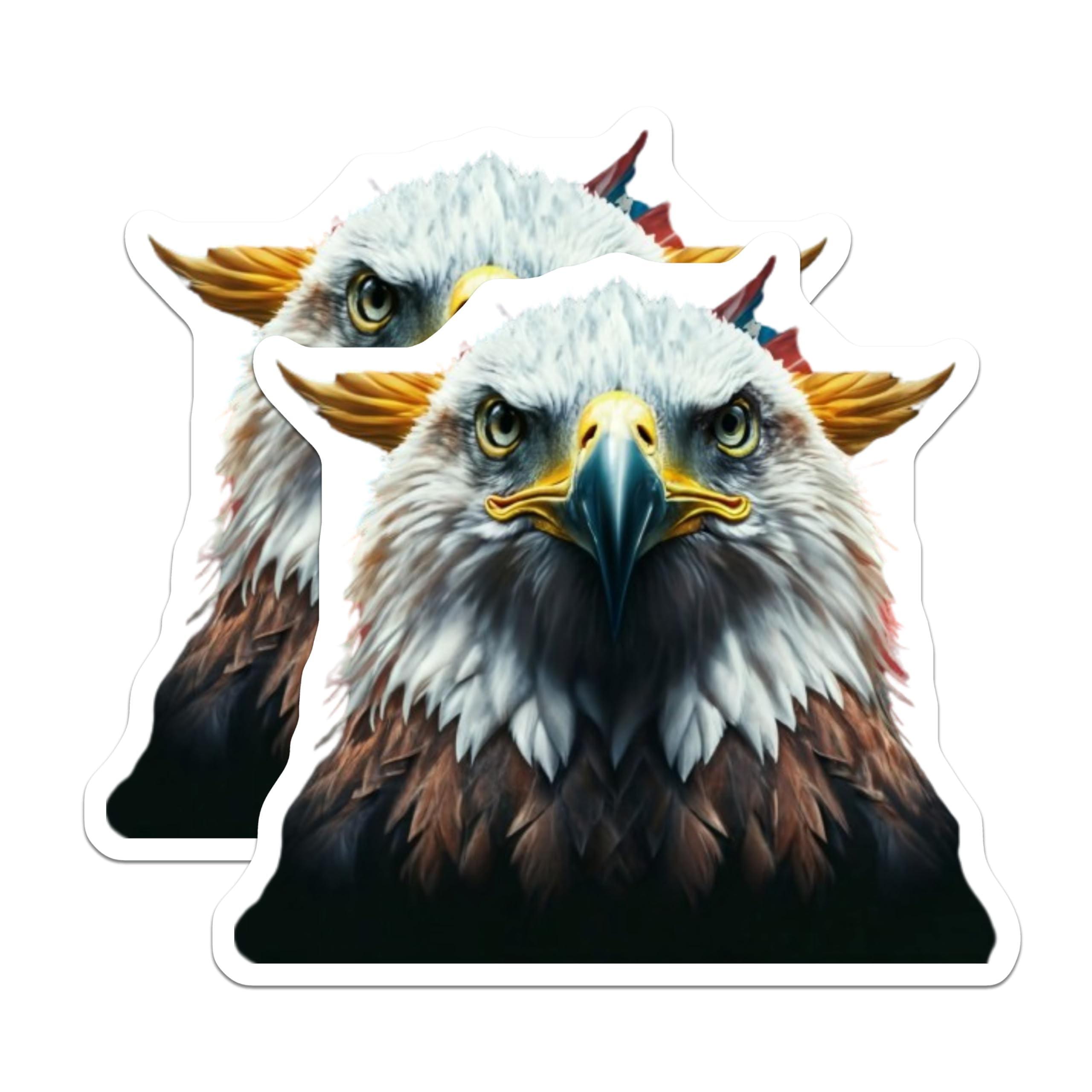 (2 Pack) Bald Eagle Head Magnets - American Patriotic Decor - USA National Bird Art - Wildlife Fridge Magnets - 5 Inches On Longest Side - Thick Durable Magnet - Made in USA - MAG22009