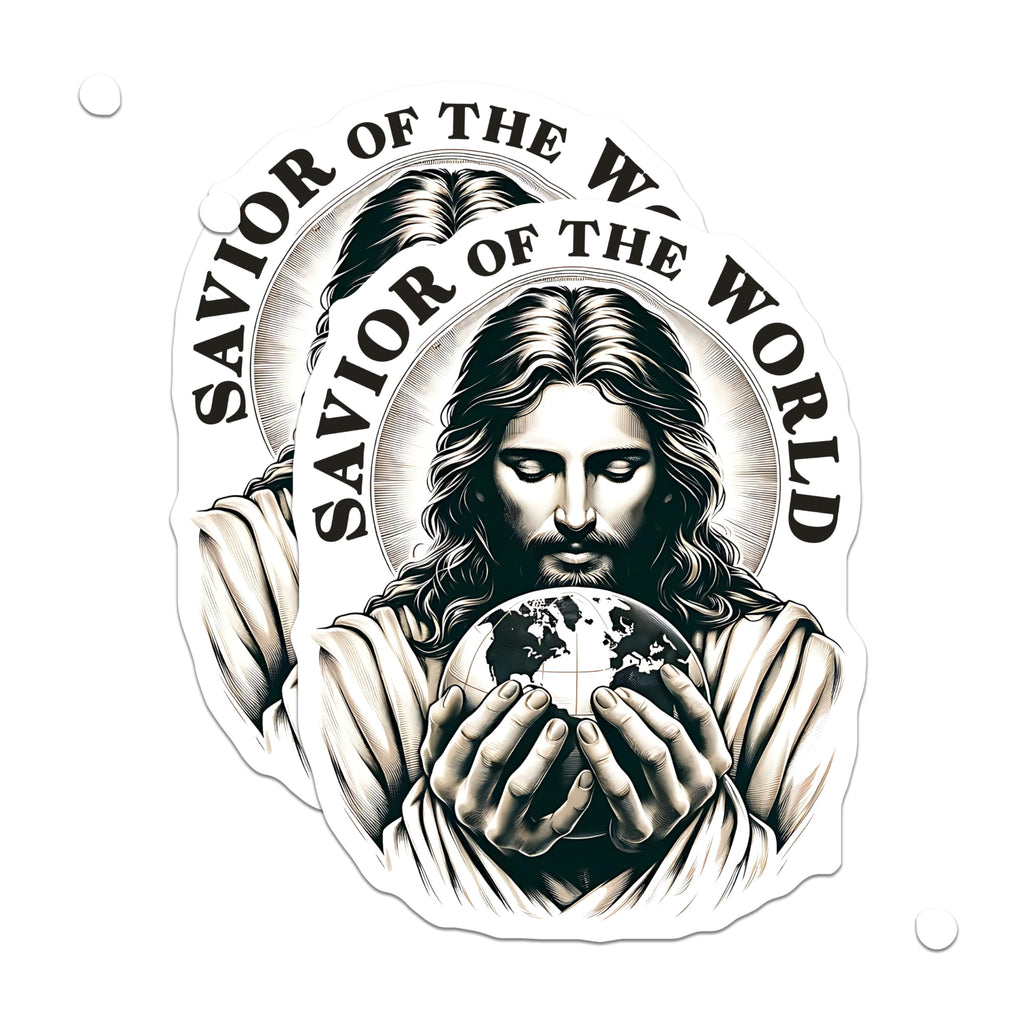 (2 Pack) Savior of the World Jesus Magnets - Christian Religious Faith Decor - Spiritual Devotional Art - 5 Inches On Longest Side - Thick Durable Magnet - Made in USA - MAG27447
