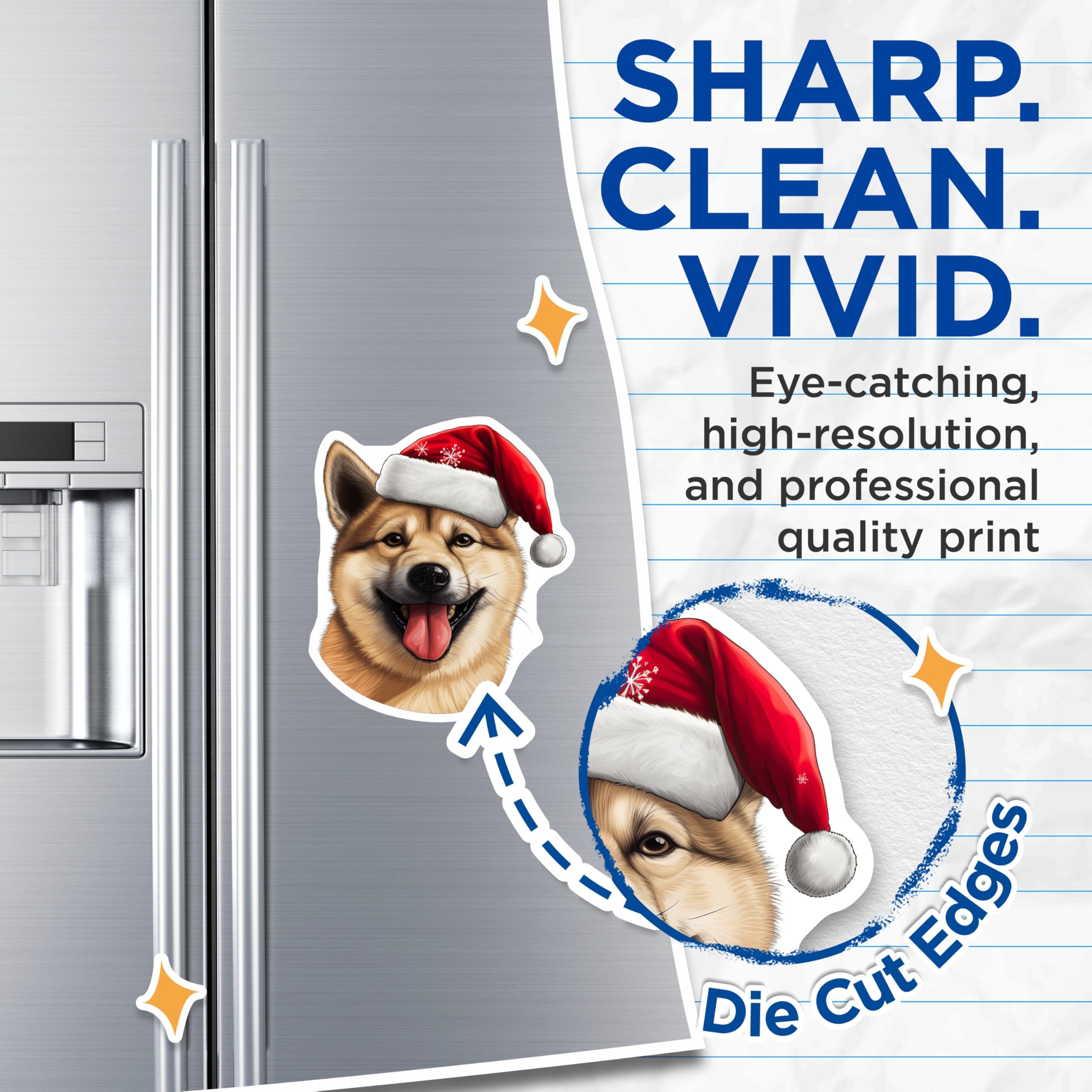 (2 Pack) Akita Dog Christmas Magnets - Happy Holiday Decor - Dog Lover Present Idea - 5 Inches On Longest Side - Thick Durable Magnet - Made in USA - MAG24112