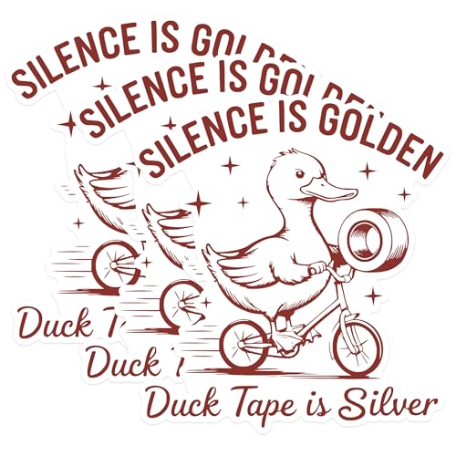 (3 Pack) Duck Tape Decals - Silence is Golden - Funny Laptop Decal - 3 Inches On Longest Side - Easy Peel & Apply - Made in USA - 3MCS1671