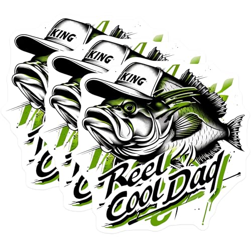 (3 Pack) Reel Cool Dad Decals - Fishing Lover - Fathers Day Decals - 3 Inches On Longest Side - Easy Peel & Apply - Made in USA - 3MCS2331