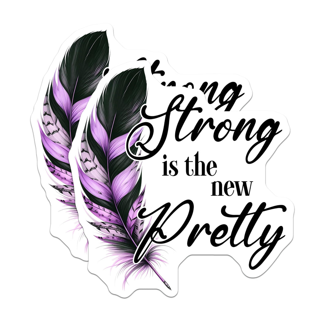 (2 Pack) Strong is The New Pretty Magnets - Inspirational Quote - Positive Message - Feathers Design DÃƒÂ©cor - 5" On Longest Side - for Cars, Fridges, Toolboxes - Made in USA - MAG7544