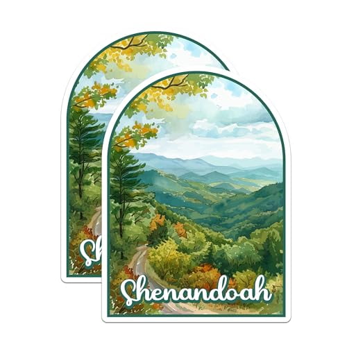 (2 Pack) Shenandoah National Park Bumper Magnet - US National Park - Choose from 63 Parks - 5" On Longest Side - Decal for Car Bumper, Laptop, Water Bottle, Wall, and Window - MAG1540