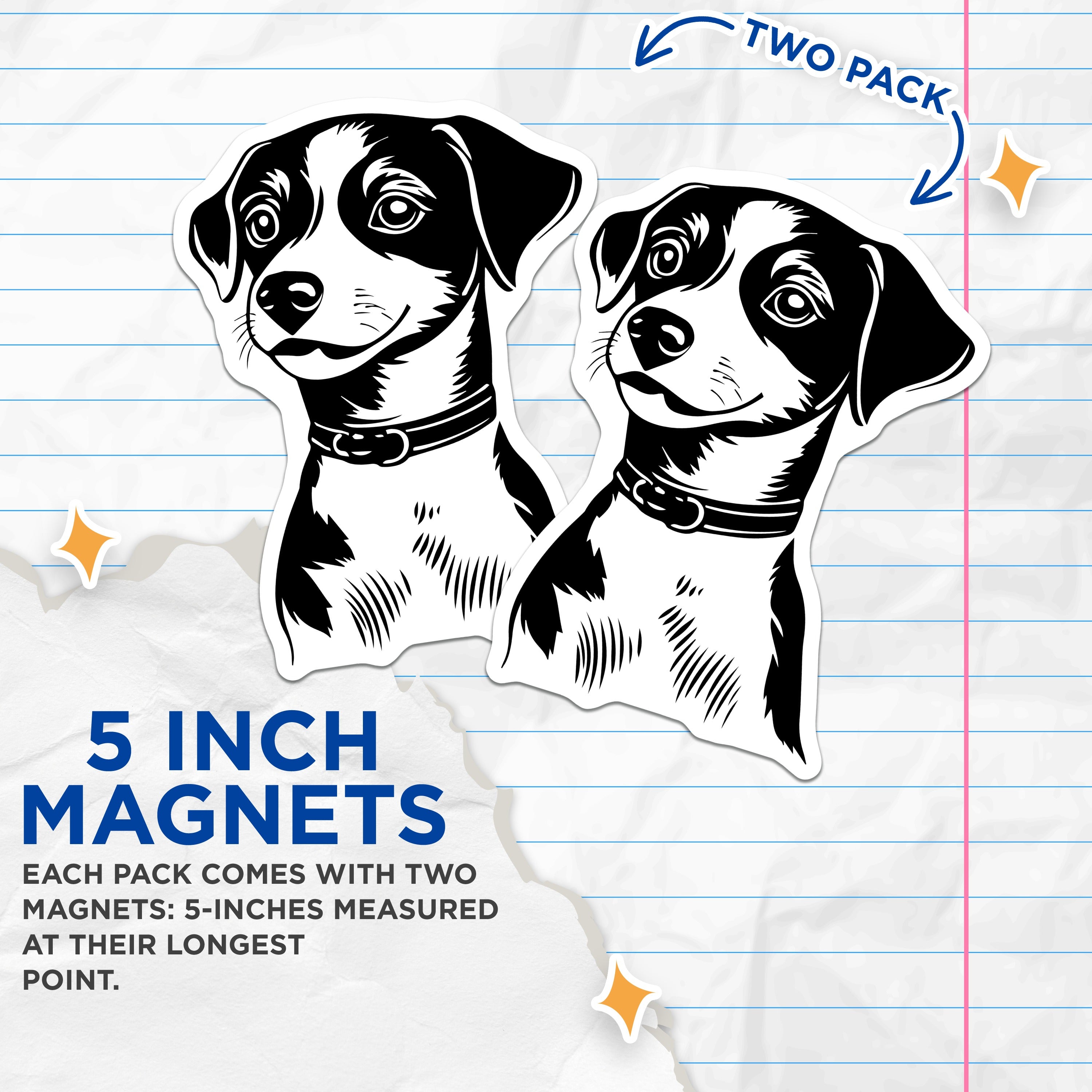 (2 Pack) Beagle Dog Magnets - Minimalist Pet Art - Dog Mom Kitchen Decor - 5 Inches On Longest Side - Thick Durable Magnet - Made in USA - MAG36648