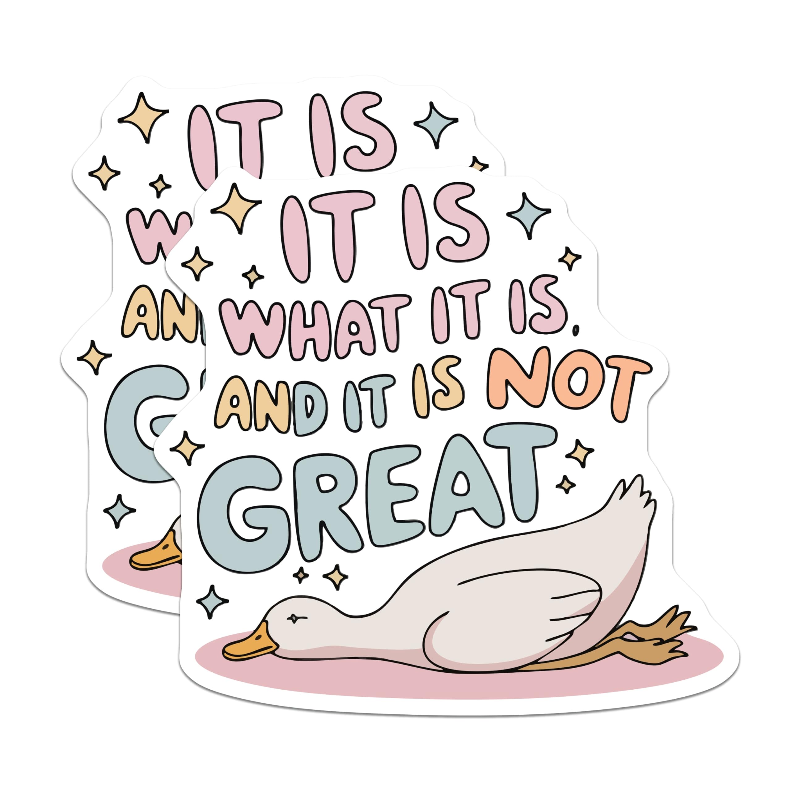 (2 Pack) Funny Duck Quote Magnets - It is What It is and Not Great - Relatable Mood Fridge Locker Office Accessory - 5 Inches On Longest Side - Thick Durable Magnet - Made in USA - MAG21407