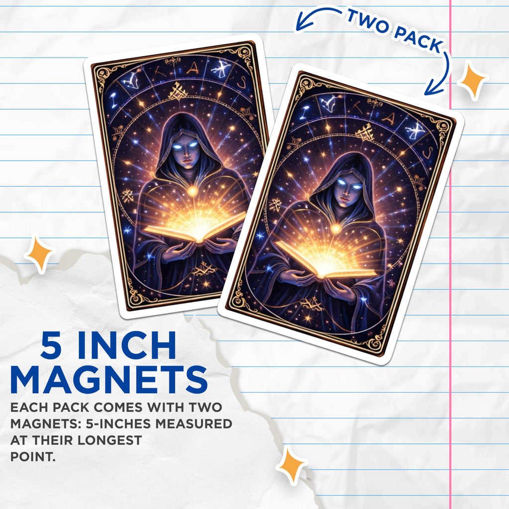 (2 Pack) Mystical Wizard Magnets - Witchcraft Decor - Fantasy Art Refrigerator Magnets - 5" On Longest Side - Premium Magnet - for Cars, Refrigerators, Toolboxes, Lockers - Made in USA - MAG15766