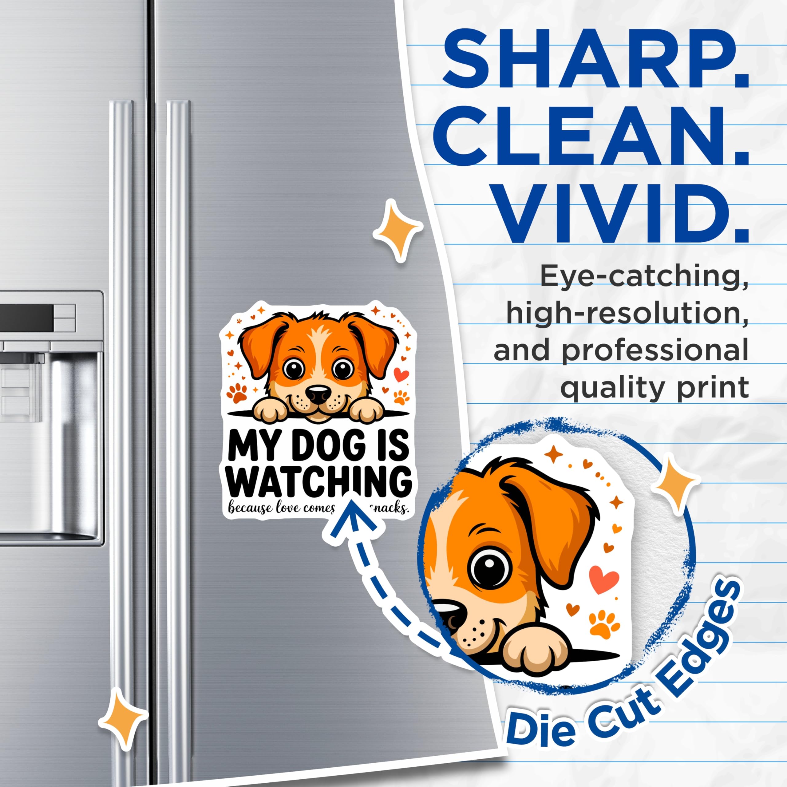 (2 Pack) Cute Dog Magnets - My Dog is Watching Quote - Funny Pet Owner Decor - Fridge Locker Accessory - 5 Inches On Longest Side - Thick Durable Magnet - Made in USA - MAG25095