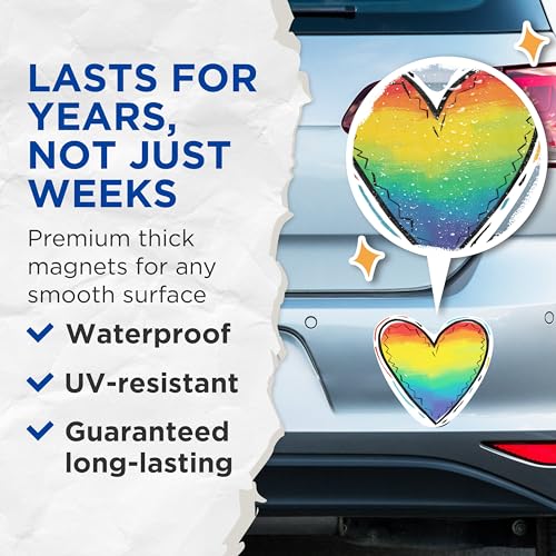 (2 Packs) Rainbow Heart Welcoming Inclusive Magnets - Rainbow LGBTQ Heart Magnets - 5 Inches On Longest Side - Premium Magnet - for Fridges, Toolboxes, Cars - Made in USA - MAG2283