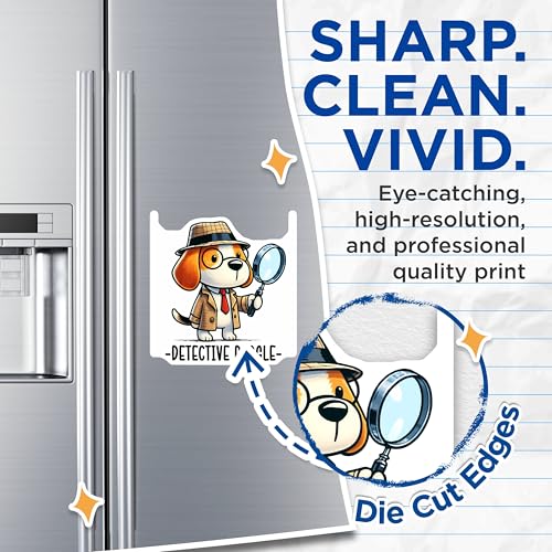 (2 Pack) Detective Beagle Magnets - Cartoon Beagle Inspector - Whimsical Detective Dog Magnets - 5" On Longest Side - for Cars, Fridges, Toolboxes - Made in USA - MAG3638