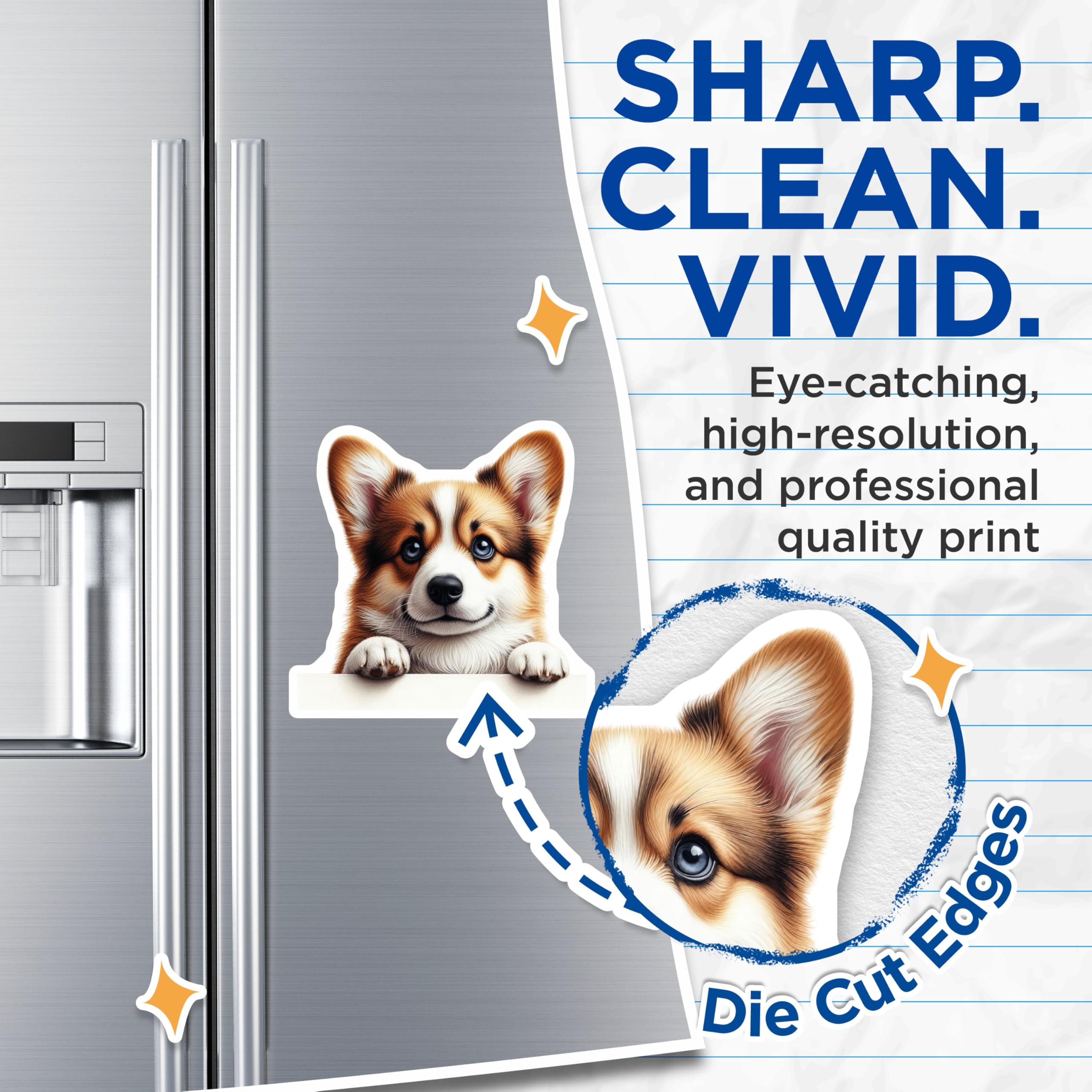 (2 Pack) Corgi Dog Magnets - Adorable Puppy Decoration - Pet Lover Fridge Decals - 5" On Longest Side - Premium Magnet - for Cars, Refrigerators, Toolboxes, Lockers - Made in USA - MAG15135