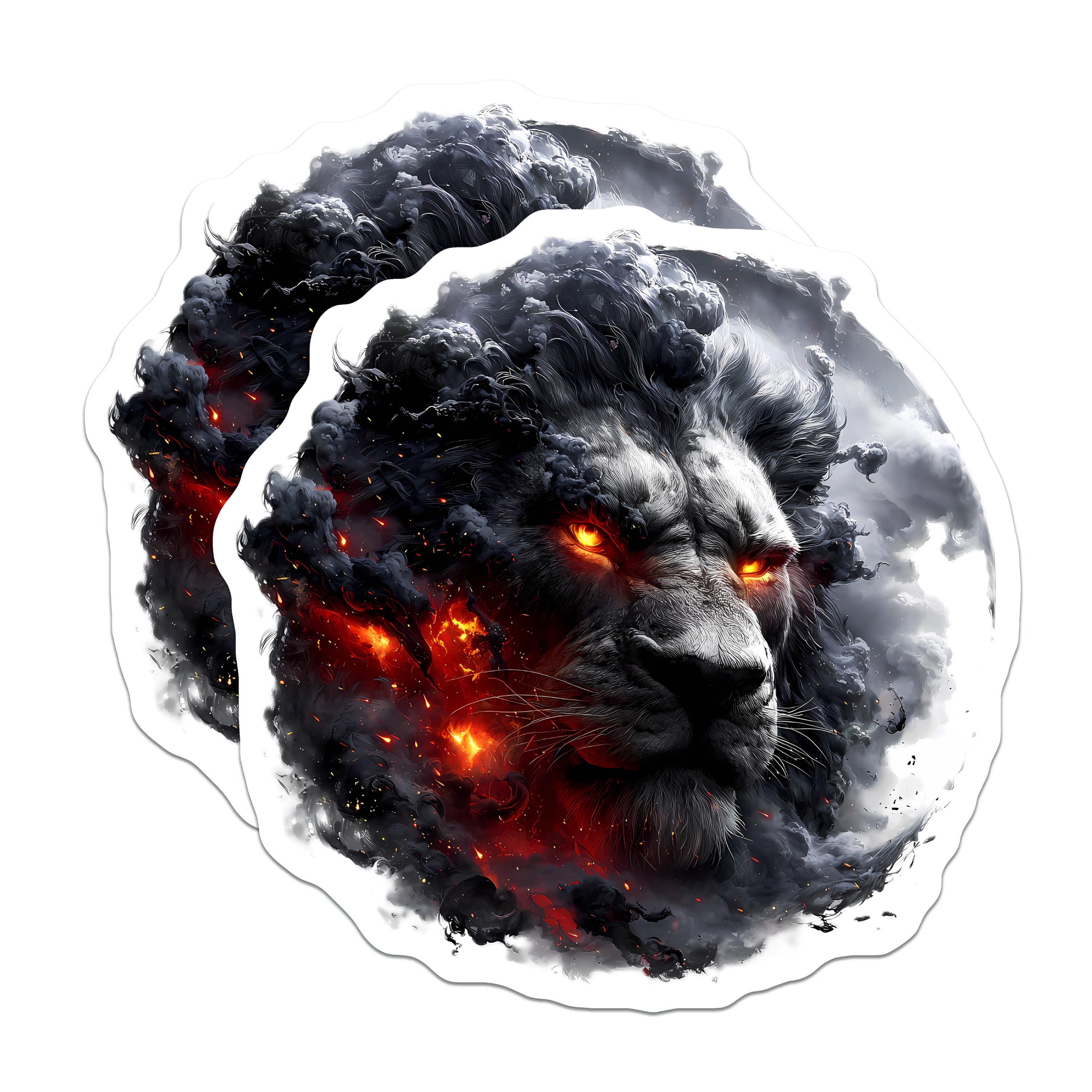 (2 Pack) Fiery Lion Head Magnets - Dark Fantasy Decor - Mythical Creature Art - Bold Statement Fridge Magnet - 5 Inches On Longest Side - Thick Durable Magnet - Made in USA - MAG37438