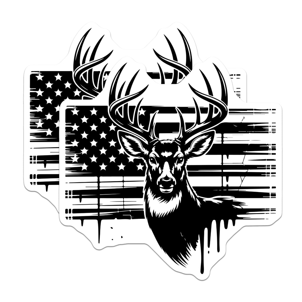(2 Pack) Deer American Flag Magnets - Patriotic Hunting Decor - Wildlife USA Pride Emblem - 5 Inches On Longest Side - Thick Durable Magnet - Made in USA - MAG22435