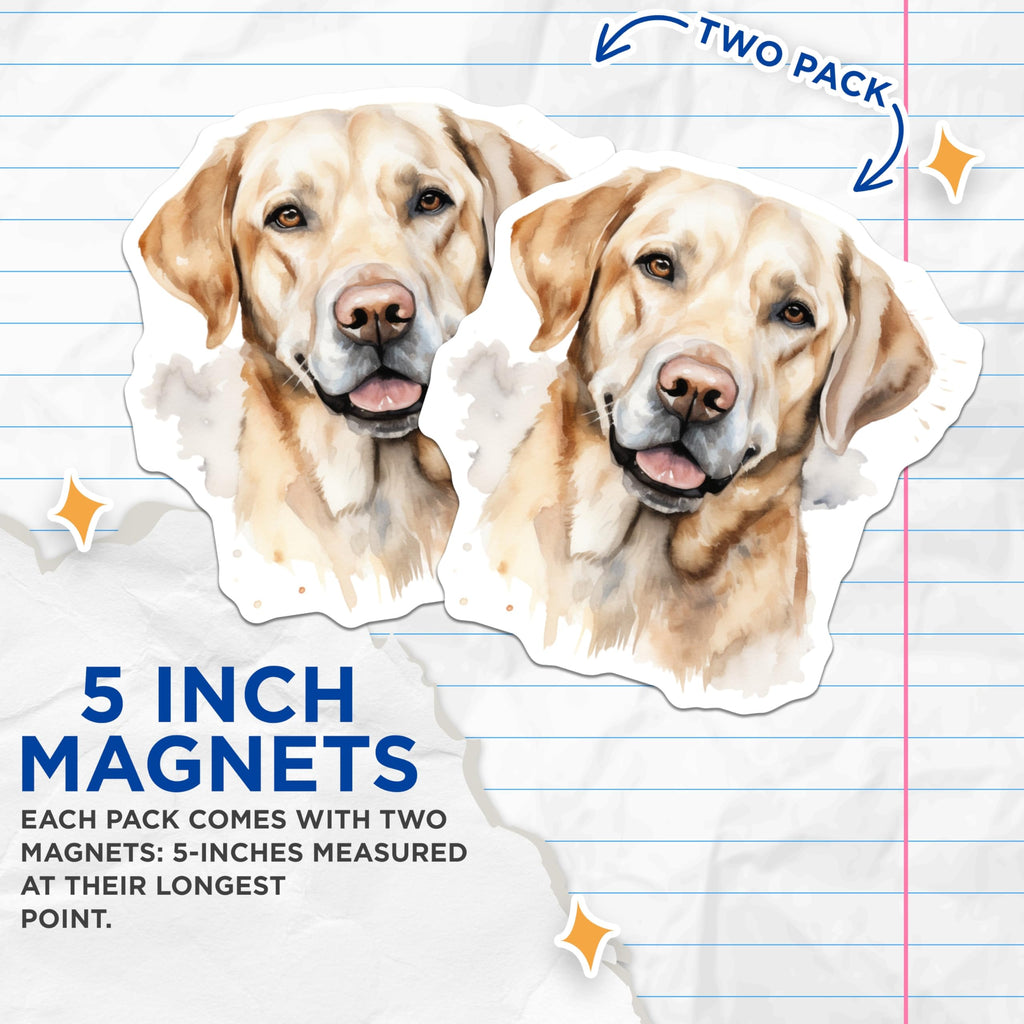 (2 Pack) Golden Retriever Magnets - Watercolor Dog Art - Pet Lover Fridge Decor - 5 Inches On Longest Side - Thick Durable Magnet - Made in USA - MAG24114