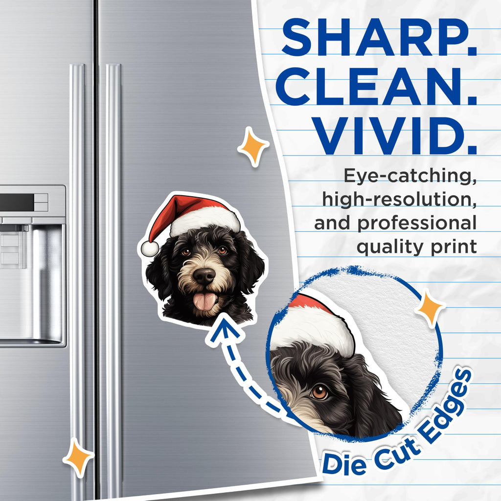 (2 Pack) Christmas Goldendoodle Magnets - Santa Hat Dog Lover Decor - Festive Pet Home Accents - 5 Inches On Longest Side - Thick Durable Magnet - Made in USA - MAG27988